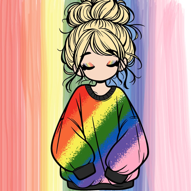 girl with baggy sweatshirt and messy bun