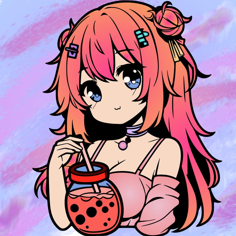 anime girl with boba