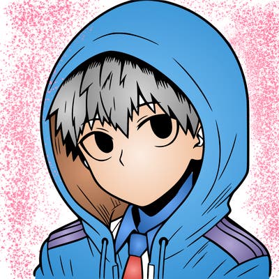 manga character with a hoodie