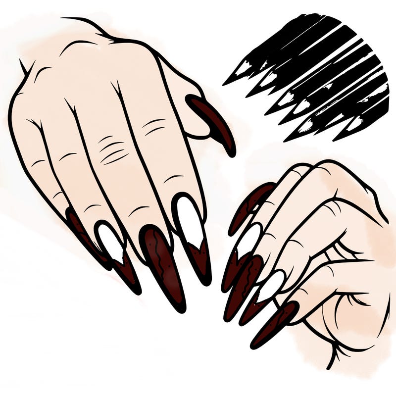 long realistic nails with no pattern