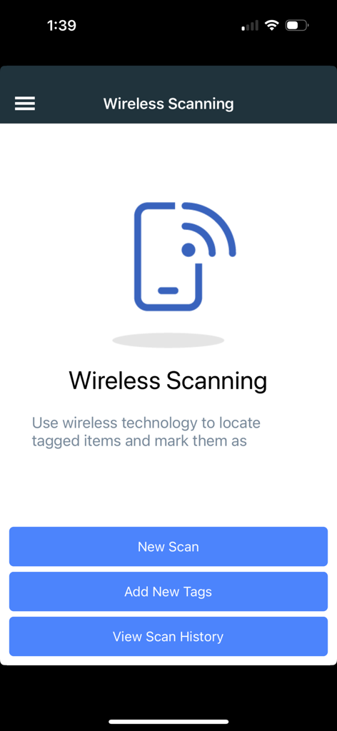ToolWatch - ToolWatch wireless scanning screen for locating and tagging construction tools.