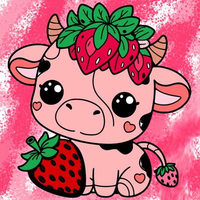 cute strawberry cow