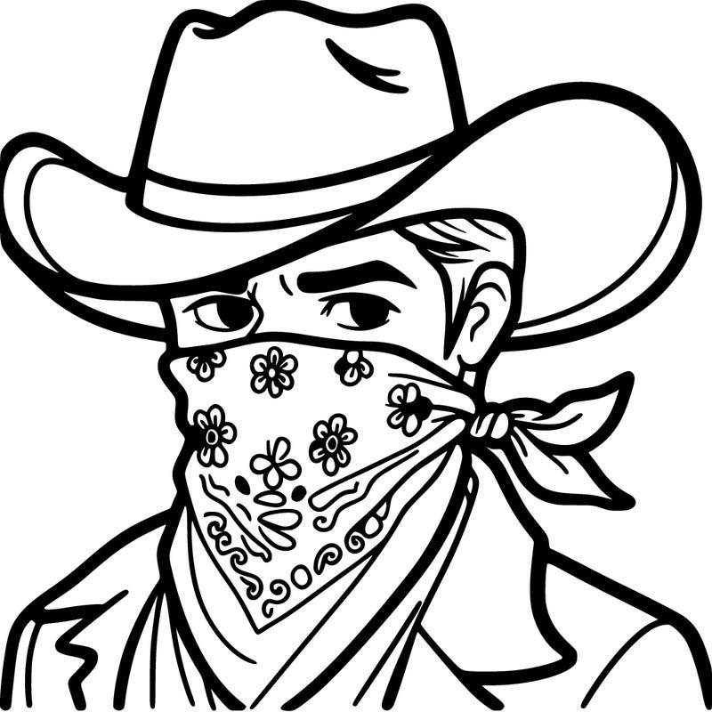 cowboy with a bandana over his face