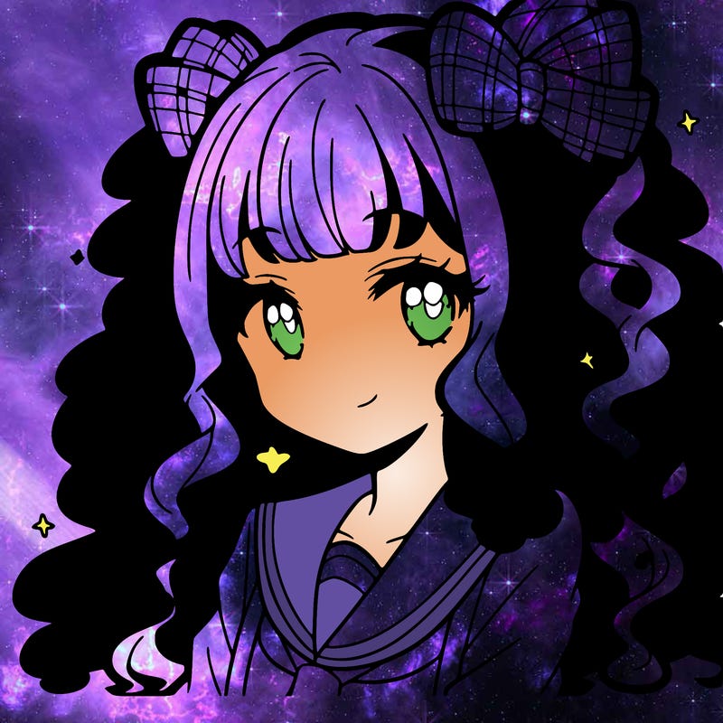 anime girl with curly hair