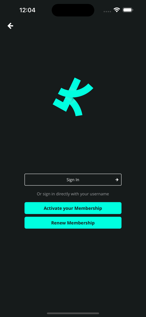 Pantalla de inicio de sesión y activación de membresía para la aplicación de recompensas de estilo de vida The Kode