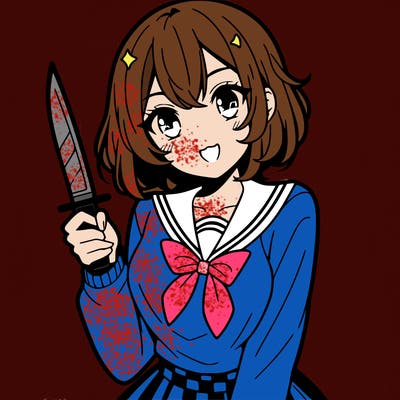 anime girl with a knife