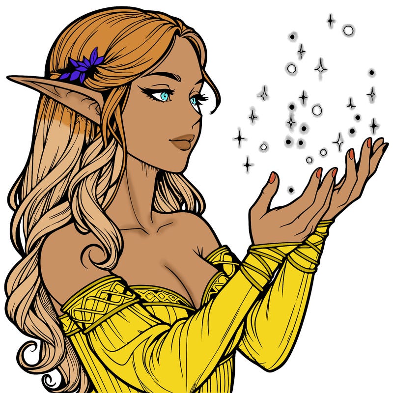 realistic elf girl doing magic