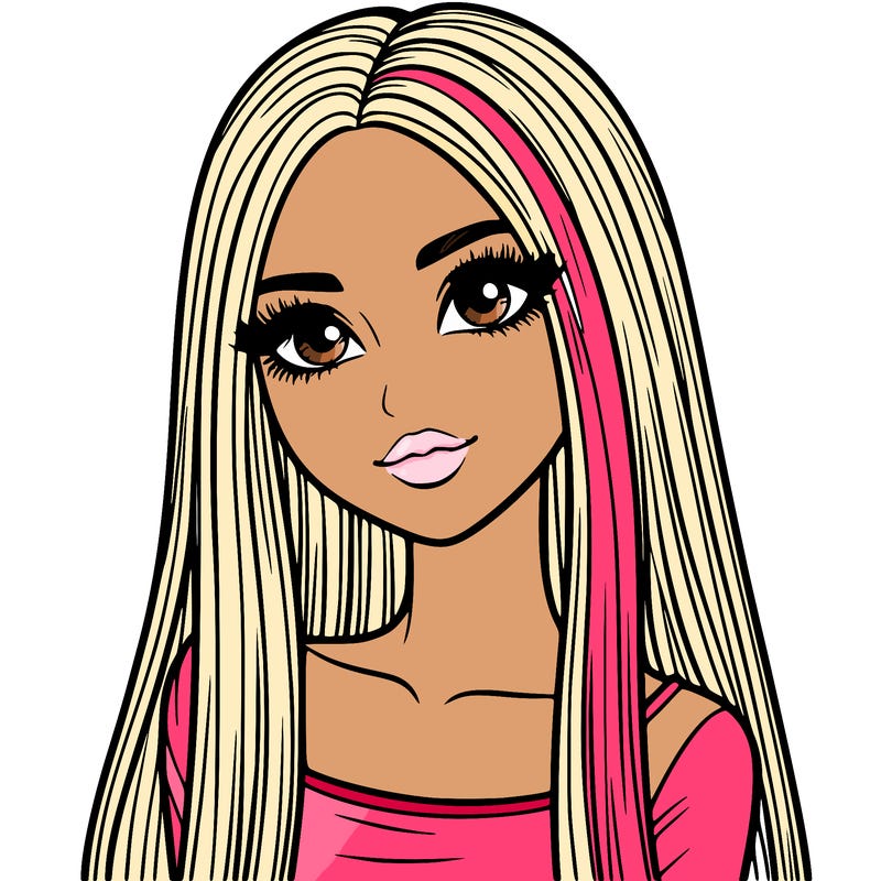 realistic girl with straight and long hair