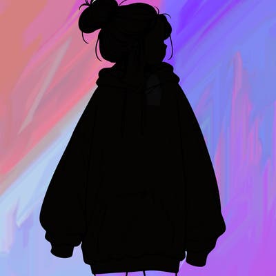 realistic girl with a oversized sweatshirt on and a bun