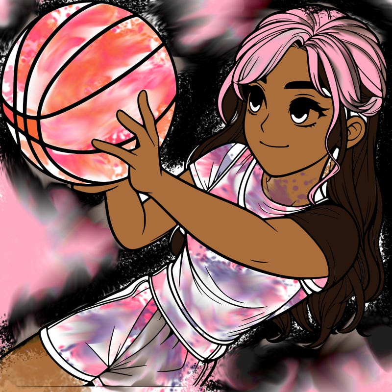 realistic girl playing basketball