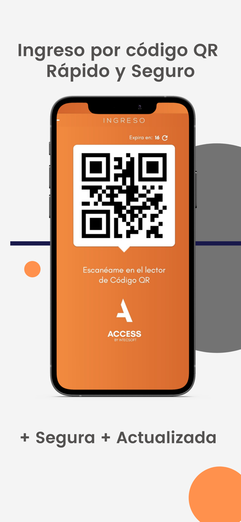 Smartphone exibindo um código QR seguro para acesso de visitantes no aplicativo Access by Intecsoft