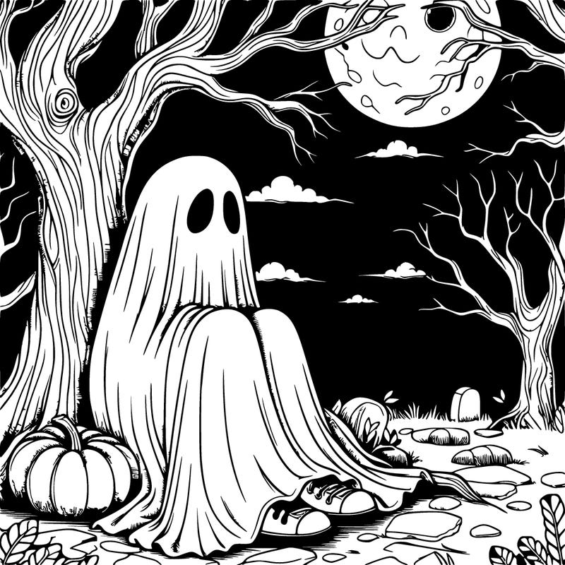 realistic sitting in a haunted tree