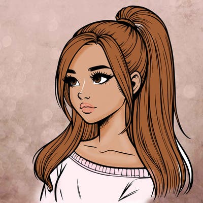 realistic girl with a high ponytail