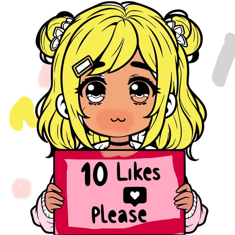 a girl with a sign saying 10 likes please