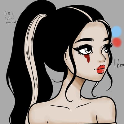 a beautiful and realistic girl with a high pony tail