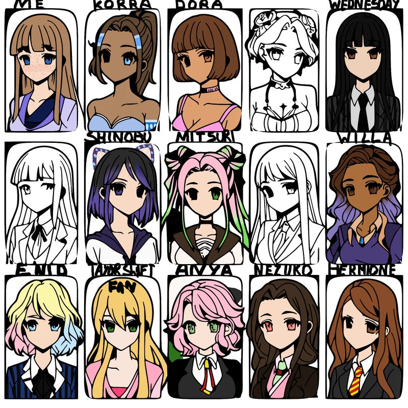 girls that look diffrent anime