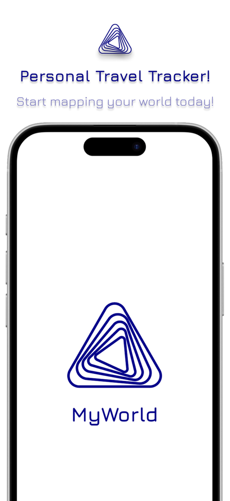 My World | Travel Map - My World app splash screen on an iPhone with the text Personal Travel Tracker