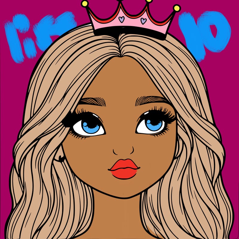 a realistic girl with a crown on