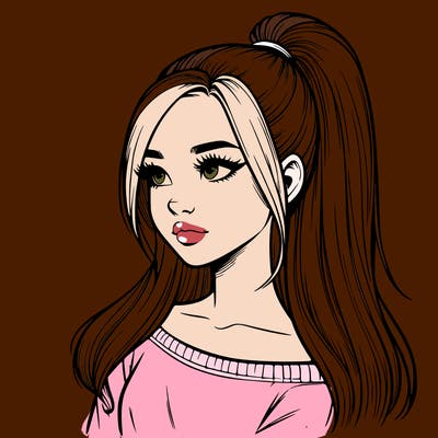 realistic girl with a high ponytail