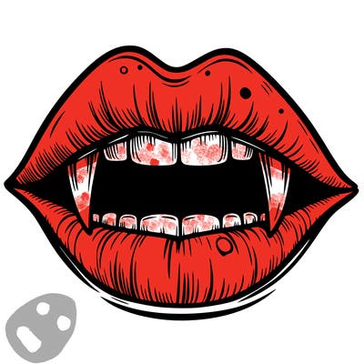 lips with vampire teeth