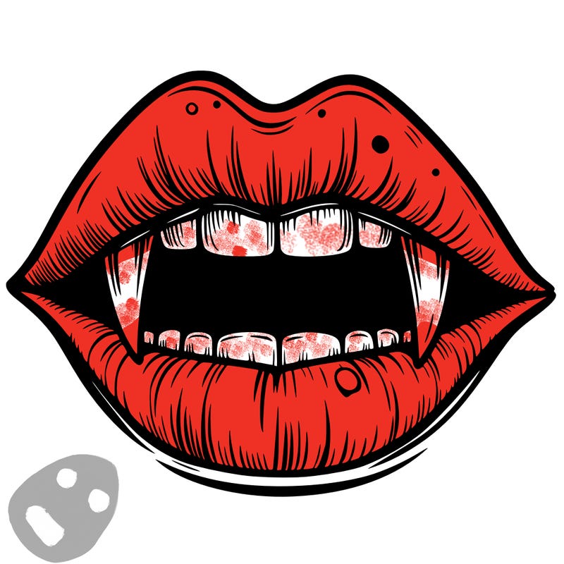lips with vampire teeth