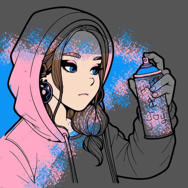 a realistic girl, spray painting