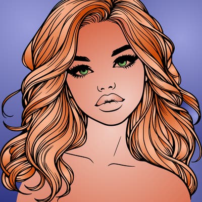 realistic girl with hair and lips