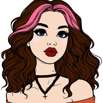 realistic girl with wavy hair and lips