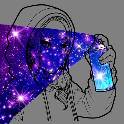 a realistic girl, spray painting