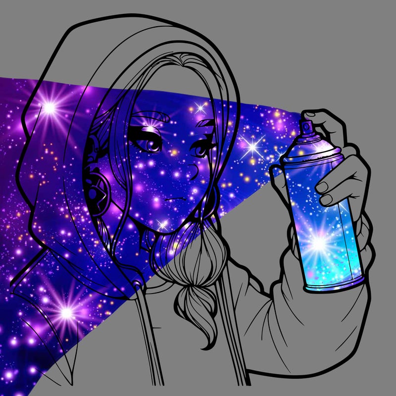 a realistic girl, spray painting