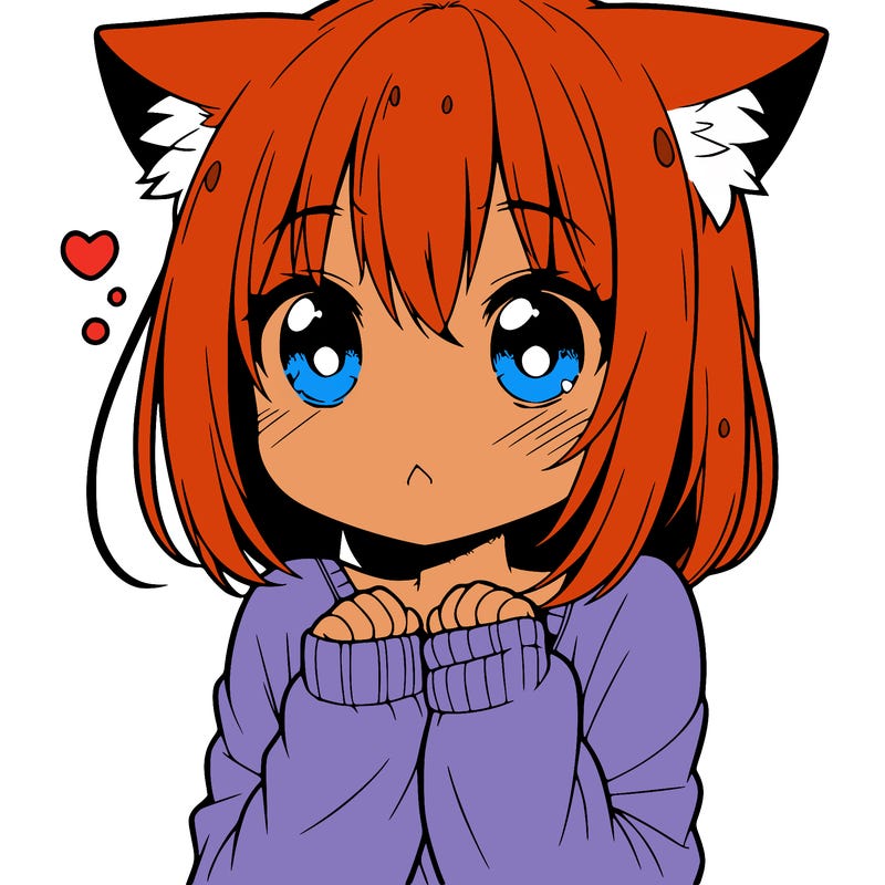 shy anime catgirl