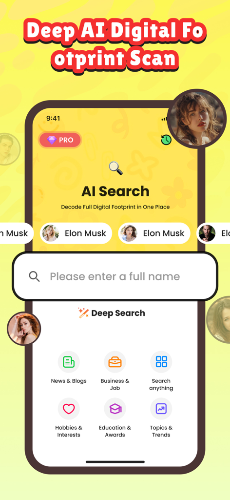 DeepCheck: AI People Finder - Interfaccia di ricerca persone AI di DeepCheck per scansionare le impronte digitali.