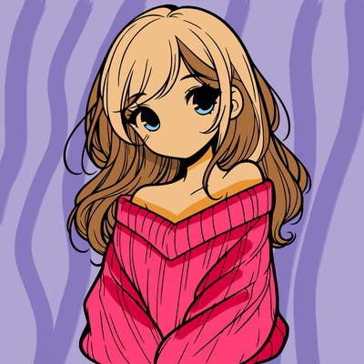 shy pretty girl wearing a sweater that is falling off one shoulder portrait