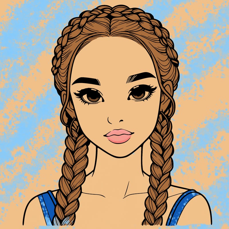 realistic girl with braids