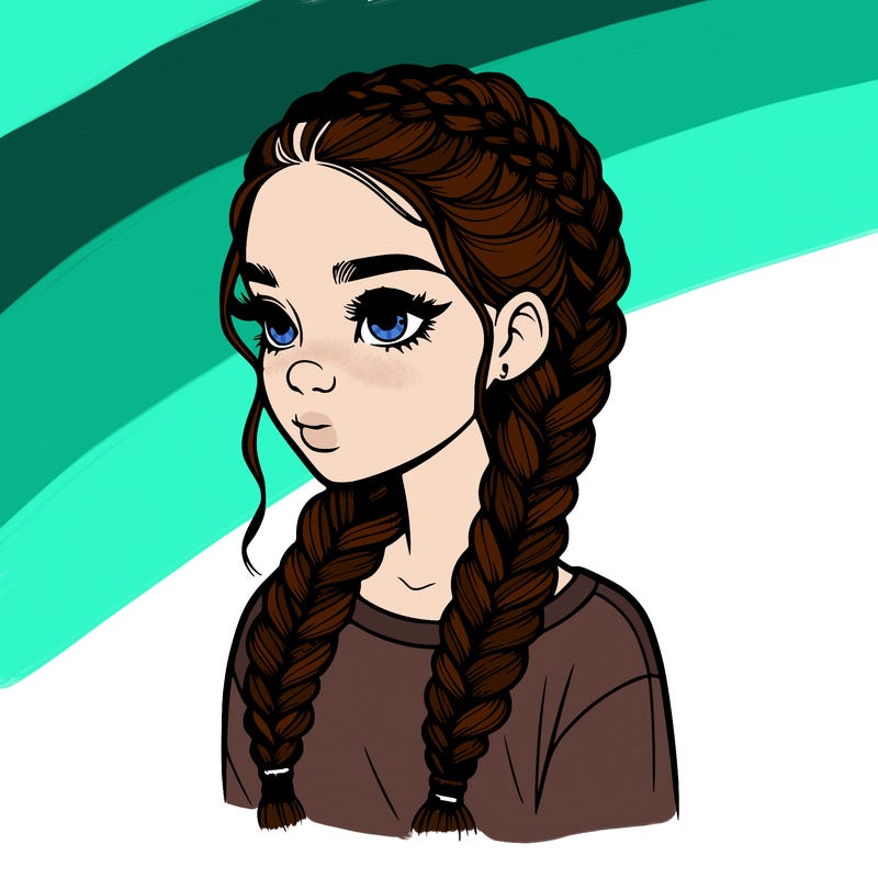 realistic girl with braids