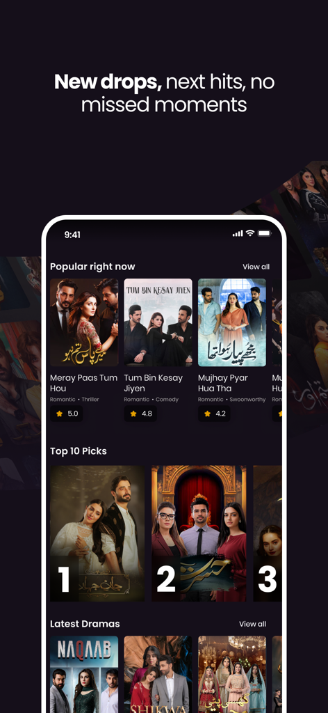 Interface of the ARY ZAP app showcasing popular Pakistani dramas top picks and latest episodes