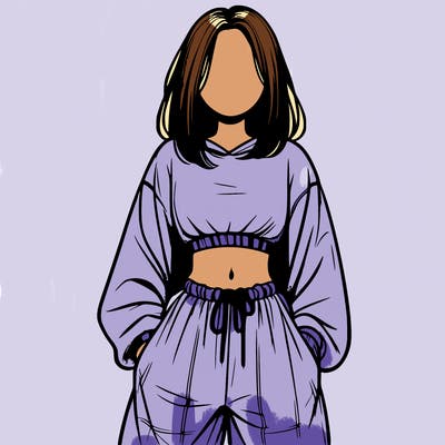 realistic girl faceless with baggy pants and a crop top