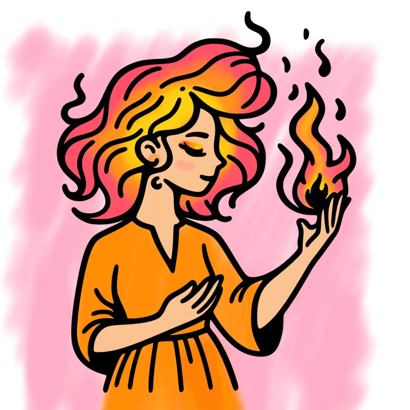 woman with fire