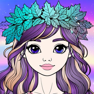 realistic girl with fall leaf crown
