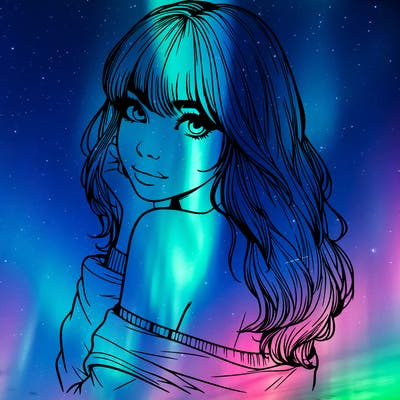 realistic girl with bangs looking over her shoulder