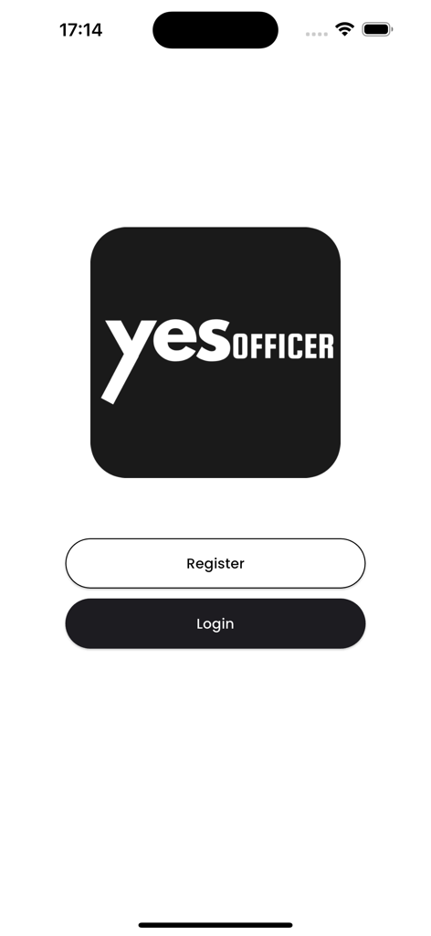 Login and registration screen of the Yes Officer banking exam preparation app
