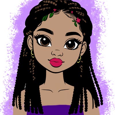 a realistic black girl with braids