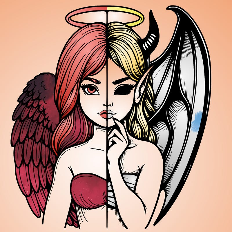 realistic angel half demon