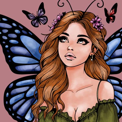 butterfly fairy realistic girl
