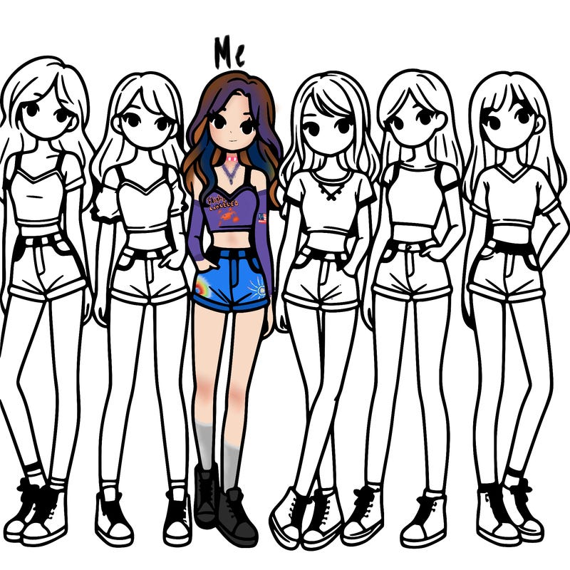 a group of girls wearing crop tops and shorts