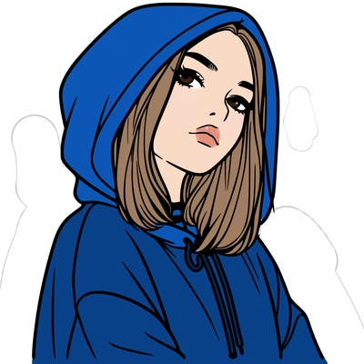 a realistic girl in a hoodie