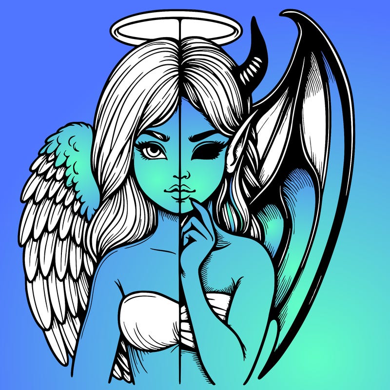 realistic angel half demon