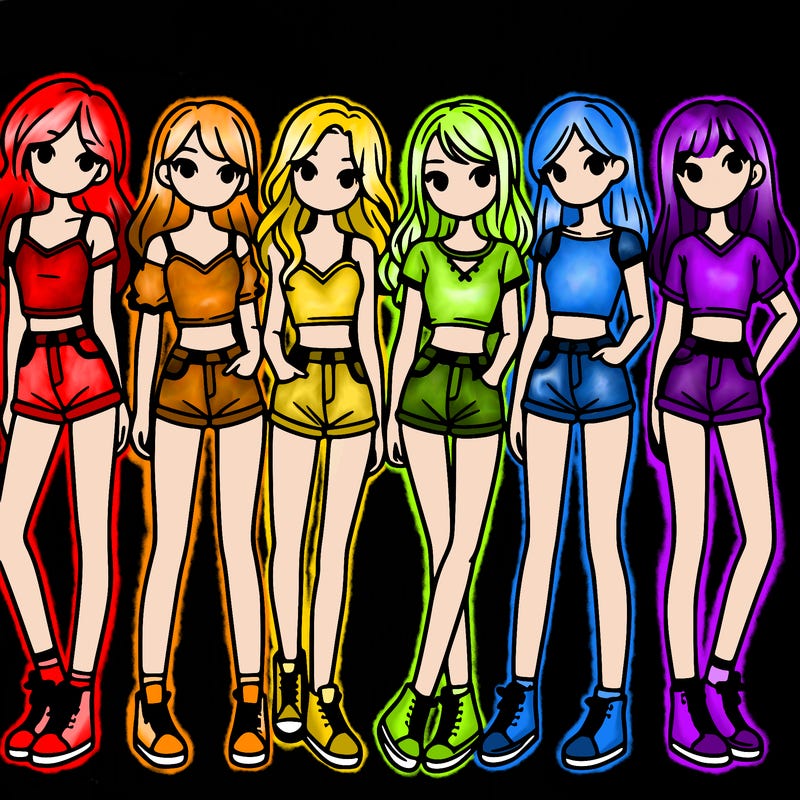 a group of girls wearing crop tops and shorts