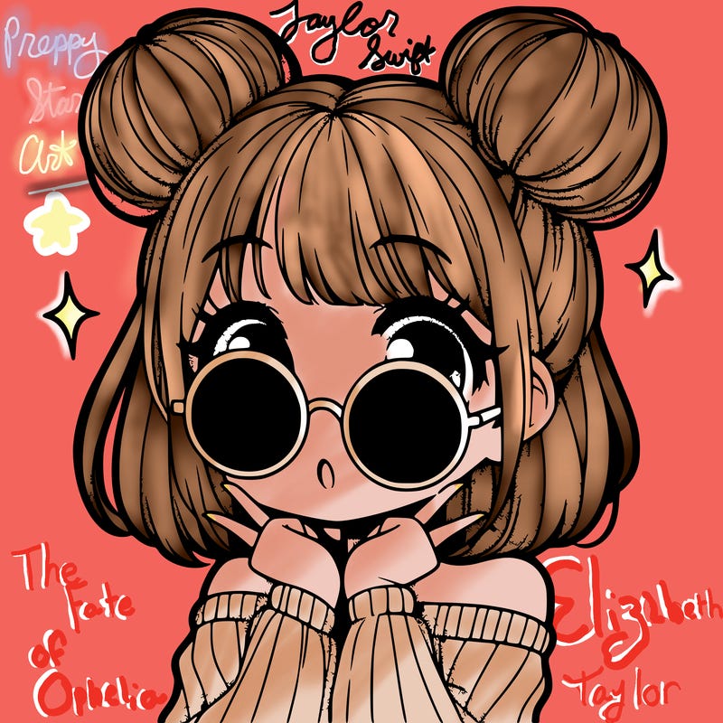 manga girl with hairbuns and sun shape sunglasses