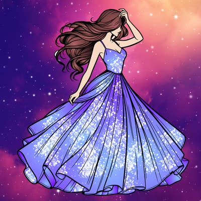 realistic woman with dress flowing in the wind